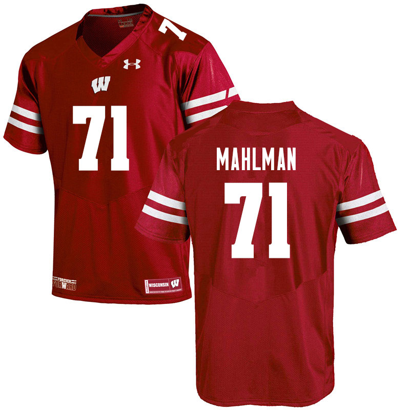 Men #71 Riley Mahlman Wisconsin Badgers College Football Jerseys Sale-Red - Click Image to Close